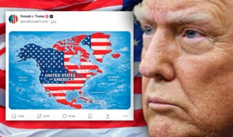 Trump publica un mapa en el que la bandera estadounidense cubre México, el Caribe y Canadá