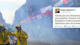 Felipe Calderón, espectador en el maratón de Boston donde hubo explosiones
