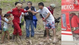 Laura Bozzo utilizó helicóptero del Edomex y montó "show" con damnificados en Guerrero