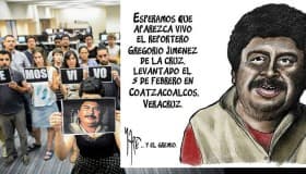 Marchan periodistas para exigir aparición de Gregorio Jiménez