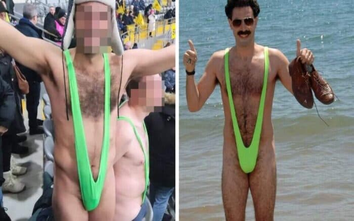 Arrestan a aficionados belgas por disfrazarse de 'Borat' en Kazajistán | Video