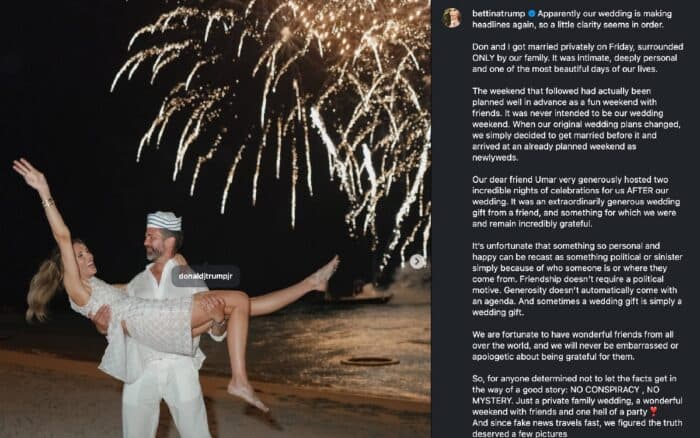 Trump Jr. confirma que empresario ruso pagó su boda