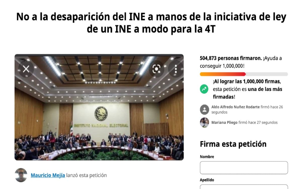 Más de 500 mil personas firman petición en Change.org contra la 'desaparición del INE'