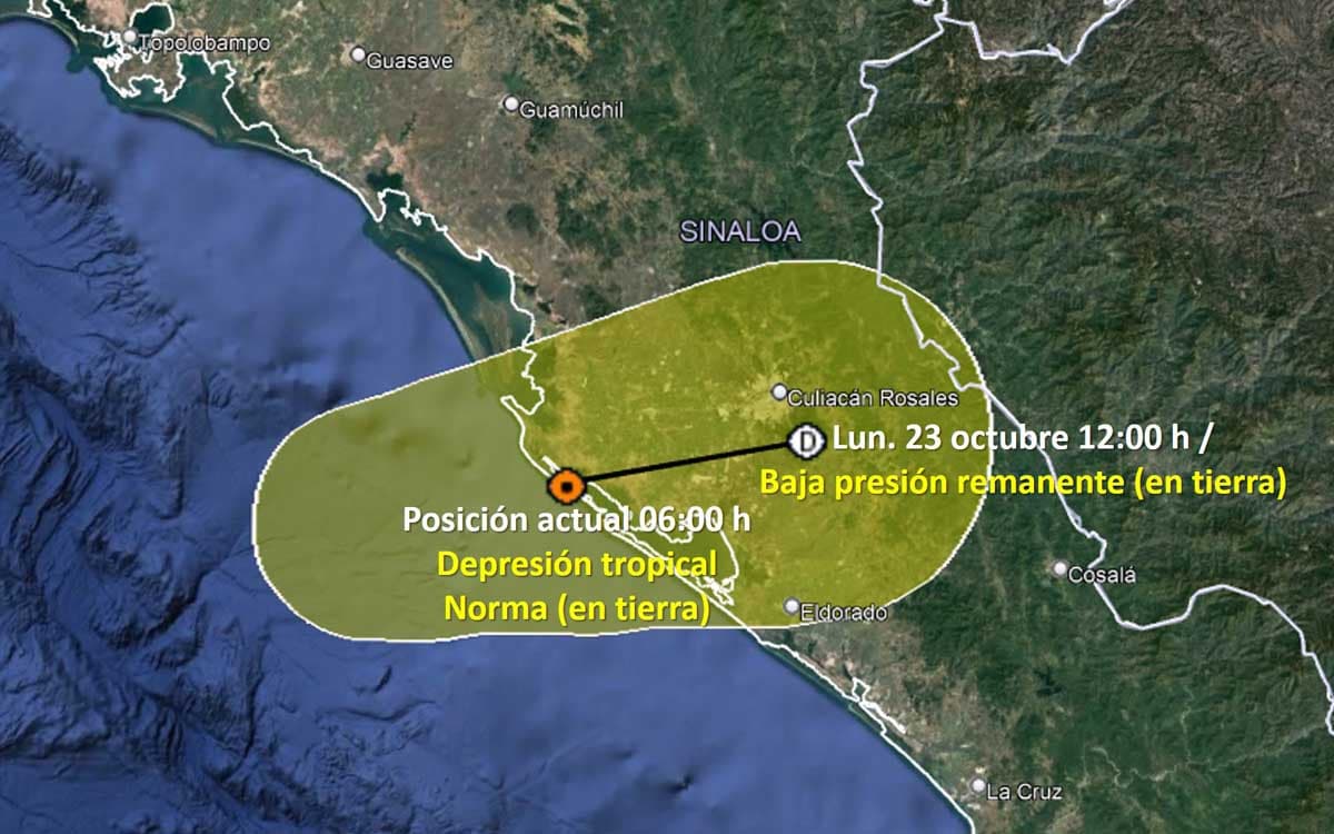 'Norma' toca tierra otra vez, ahora como depresión tropical