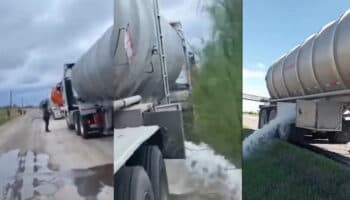 Video | Por 'no pagar cuota', crimen organizado intercepta pipas y tira la gasolina