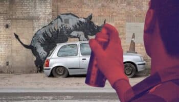 Banksy amplia serie 'zoo de Londres' pintando un rinoceronte ¡Conoce la colección!