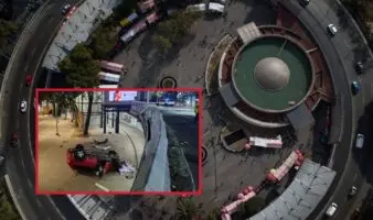 Accidente en Insurgentes: vehículo cae 5 metros en glorieta y conductor escapa