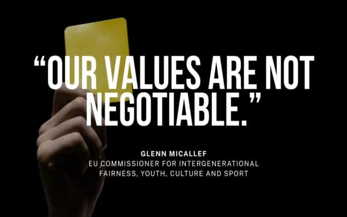 Rechaza Comisión Europea levantar el veto al futbol ruso: 'nuestros valores no se negocian'