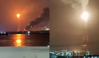 Videos captan fuertes flamas sobre refinería Dos Bocas; situación fue controlada, reporta Pemex