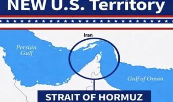 Trump publica una imagen en la que declara el estrecho de Ormuz como 'nuevo territorio' de EE.UU.